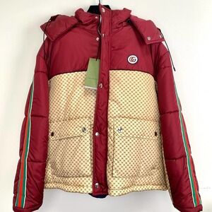 NWT Gucci GG parachute padded colour-block jacket Size 42